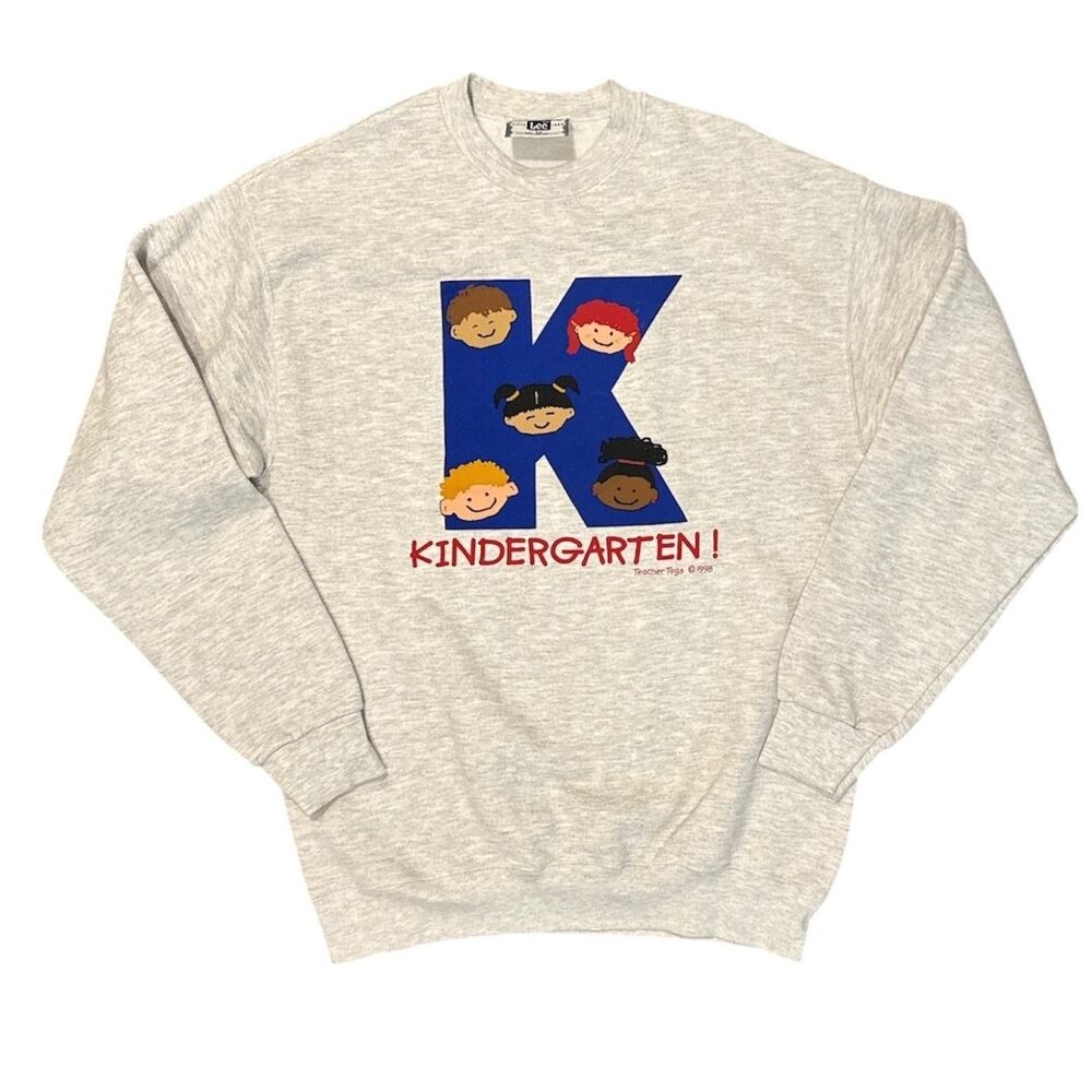 Vintage 90s Lee Kindergarten Sweatshirt size Medium Teacher School Crewneck USA
